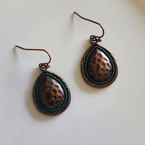 BOHO EARRINGS AGED Copper Tear Drop Hand Hammered ER